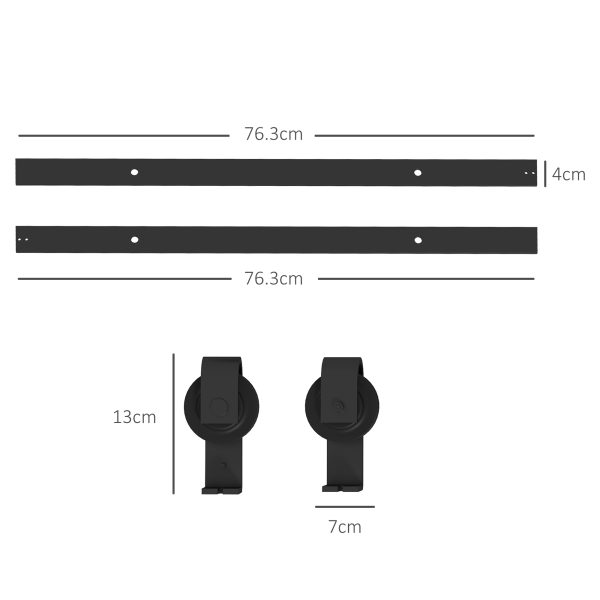 HOMCOM 5FT/153CM Bi-Folding Sliding Barn Door Hardware Kit Sliding Door Kit - Image 3