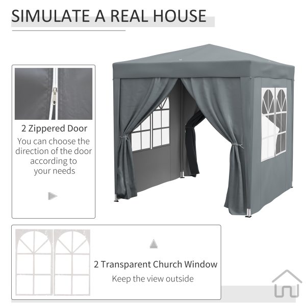 Outsunny 2mx2m Pop Up Gazebo Party Tent Canopy Marquee with Storage Bag Grey - Image 4