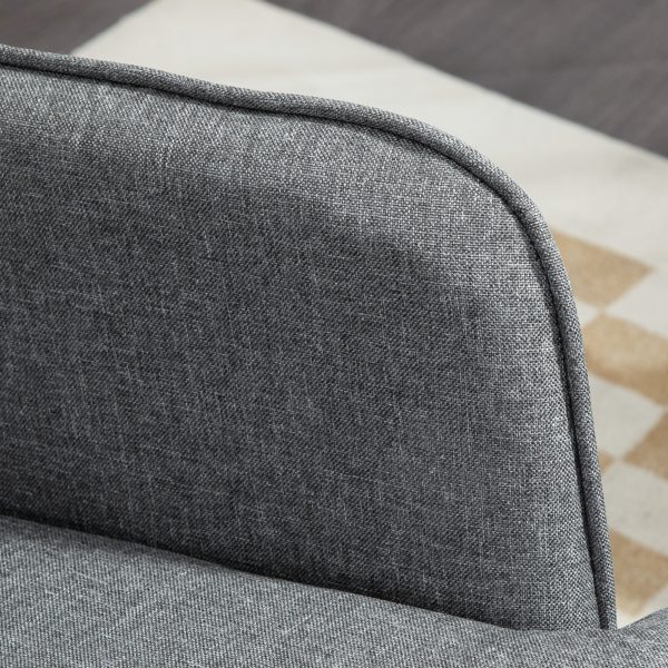 HOMCOM Rocking Chair with Footstool Fabric Wingback Chair for Bedroom Grey - Image 8