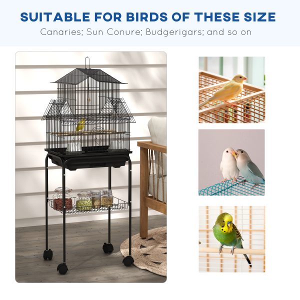 PawHut Metal Bird Cage Small with Perch Food Container Handle for Finch Canary - Image 7
