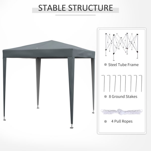 Outsunny 2mx2m Pop Up Gazebo Party Tent Canopy Marquee with Storage Bag Grey - Image 6