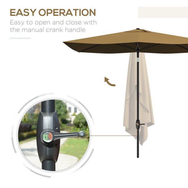 Outsunny 2 x 3(m) Garden Parasol Rectangular Market Umbrella w/ Crank Brown - Image 4