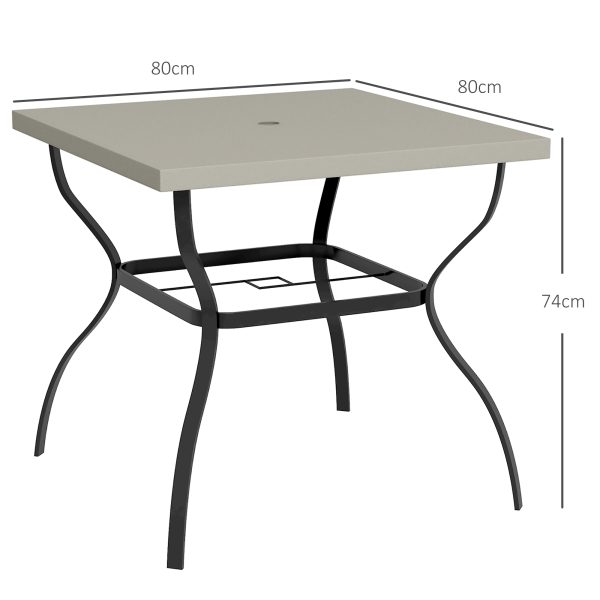 Outsunny Garden Dining Table w/ Umbrella Hole, Dining Table for 4, Grey - Image 5