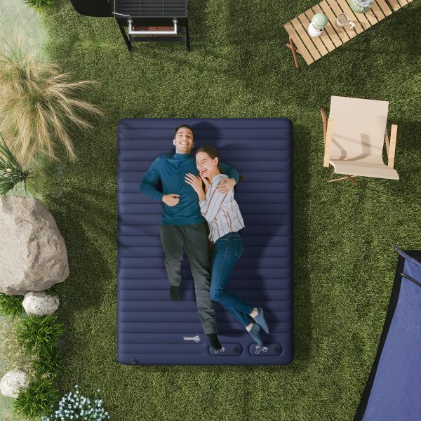 Outsunny Double Air Bed Inflatable Mattress, 195 x 140 x 10cm, Blue - Image 2