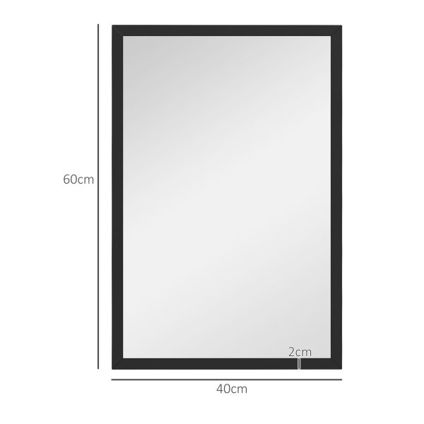HOMCOM 60x40cm Wall Bathroom Mirror for Home Decor, Vanity Mirror, Black - Image 2