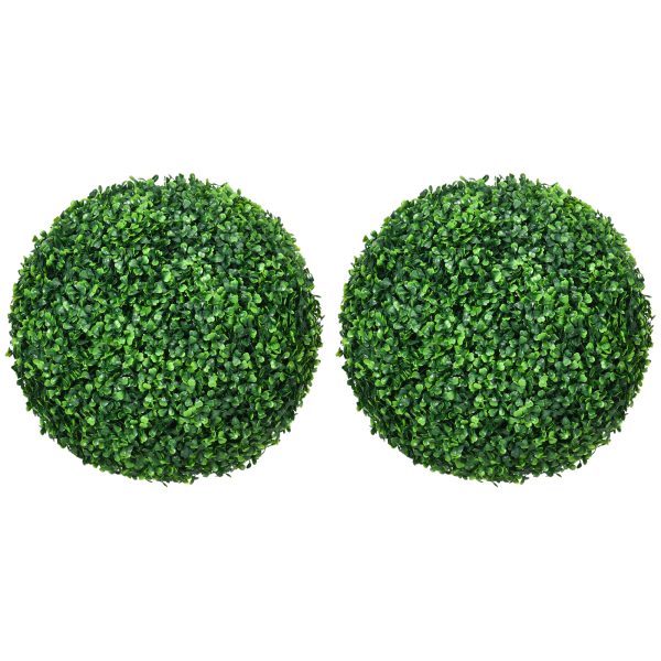 HOMCOM Set of 2 Artificial Topiary Balls Indoor Outdoor Faux Boxwood Balls