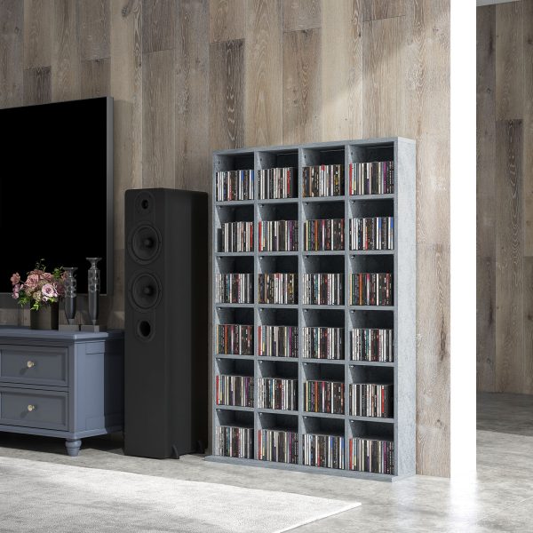 HOMCOM DVD CD Media Storage Rack, Video Display Unit, 89 x 130.5 cm, Grey - Image 7