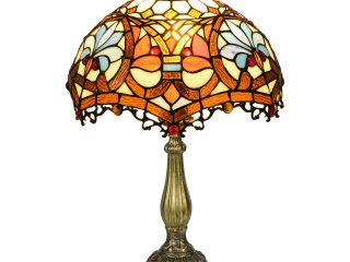 HOMCOM Antique Table Lamp, for Bedroom Bedside, Bulb not Included, Sunflower