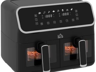 HOMCOM Dual Zone Air Fryer 8L Double Air Fryer with SYNCFinish 2700W Silver