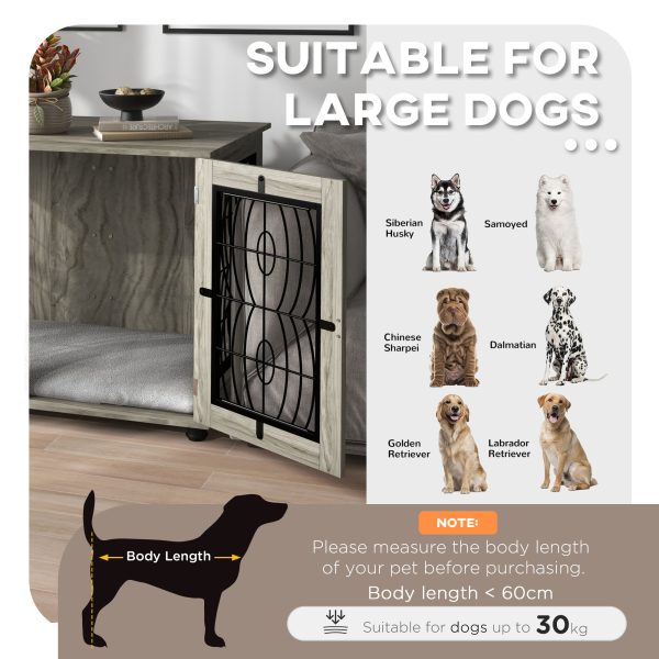 PawHut Dog Crate Furniture, 37" End Table for Large Dogs w/ Cushion - Image 3
