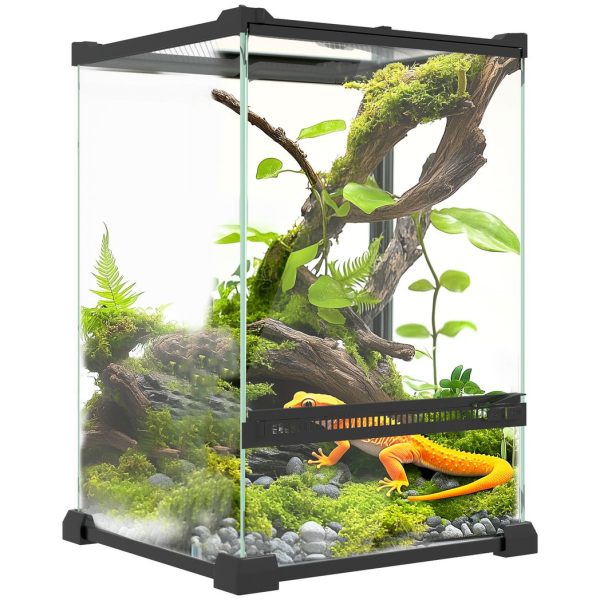 PawHut Glass Reptile Terrarium, 12L Vivarium for Lizards Frogs Snakes Turtles