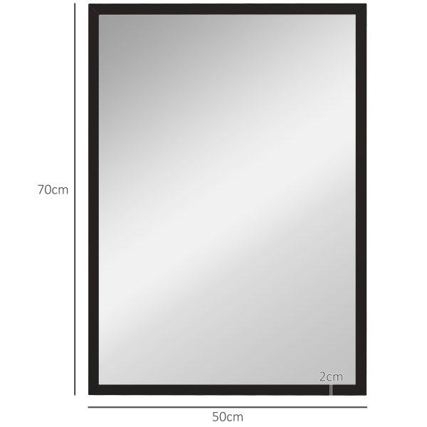 HOMCOM 70x50cm Wall Bathroom Mirror for Home Decor, Vanity Mirror, Black - Image 3