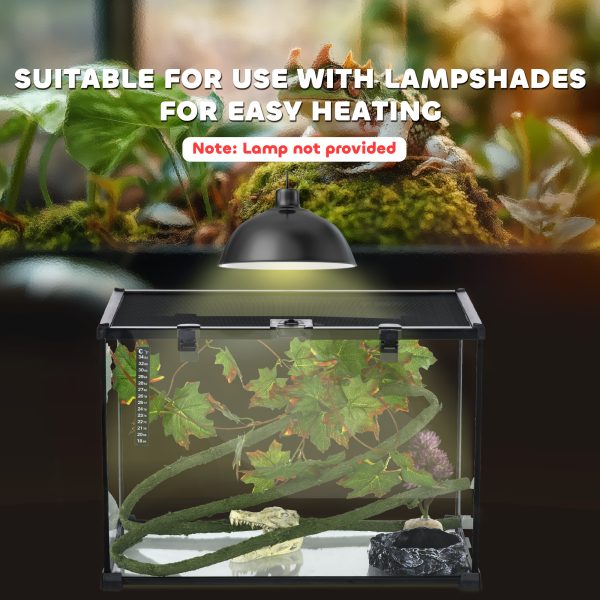 PawHut Glass Reptile Terrarium with Thermometer and Decor Kit, Heated, Black - Image 8