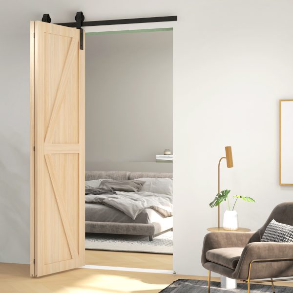 HOMCOM 4FT/122CM Bi-Folding Sliding Barn Door Hardware Kit Sliding Door Kit - Image 6