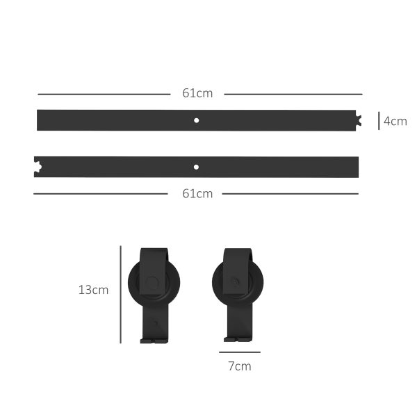 HOMCOM 4FT/122CM Bi-Folding Sliding Barn Door Hardware Kit Sliding Door Kit - Image 3