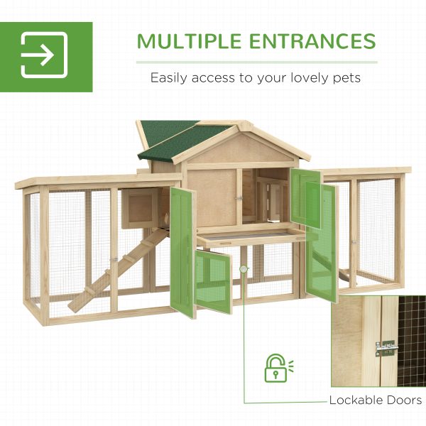 Pawhut Wood Chicken Coop Hens Cage Poultry House with Nesting Boxes Run - Image 4