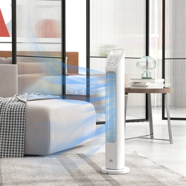HOMCOM Oscillating Tower Fan Floor Fan with 4H Timer for Home Office White - Image 2