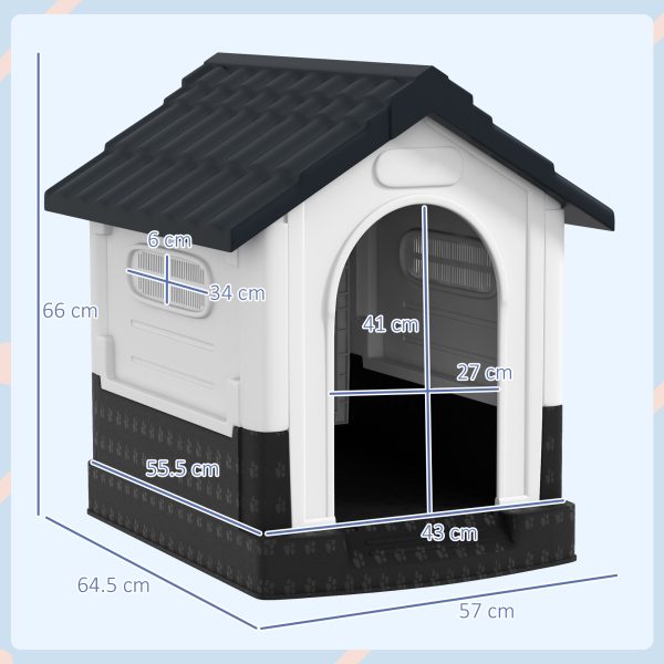PawHut Dog Kennel for Outside, for XS Dogs, 64.5 x 57 x 66cm, Grey - Image 5