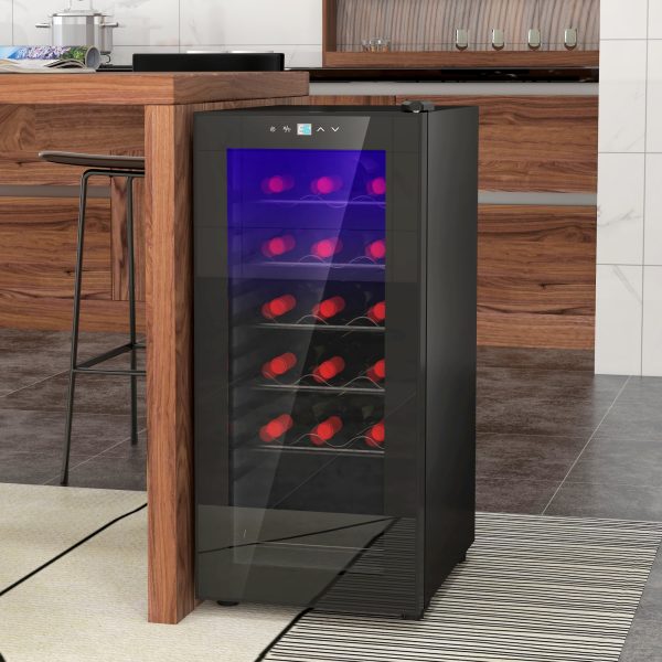 HOMCOM 50L Undercounter Wine Cooler Fridge with LED Light Glass Door 18 Bottles - Image 2