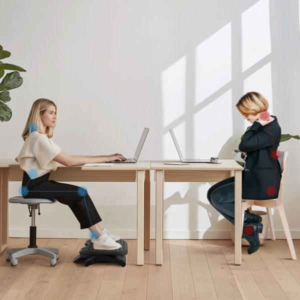 HOMCOM Foot Rest Adjustable Height and Angle Home Office Footstool Black - Image 7