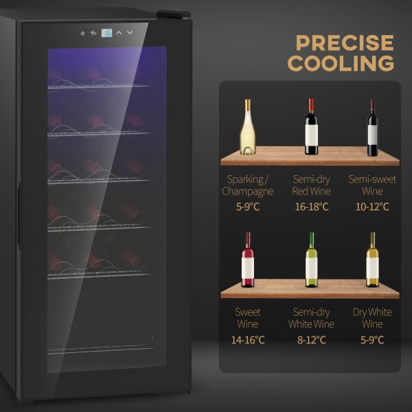 HOMCOM 50L Undercounter Wine Cooler Fridge with LED Light Glass Door 18 Bottles - Image 6