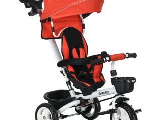 HOMCOM 6 in 1 Trike for Toddler 1-5 Years with Parent Handle, Red