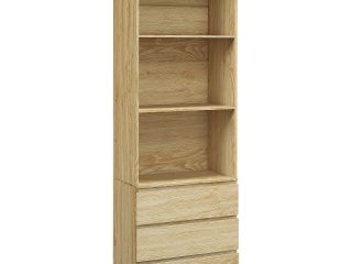 HOMCOM 180cm Tall Bookshelf Free Standing Storage Shelf Unit with Storage Oak