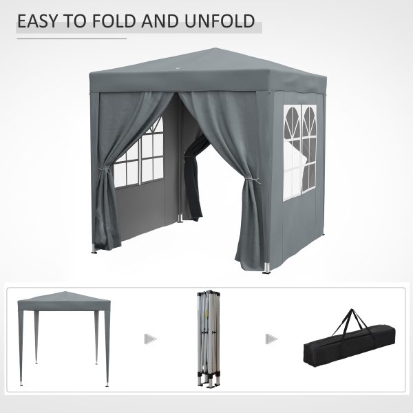Outsunny 2mx2m Pop Up Gazebo Party Tent Canopy Marquee with Storage Bag Grey - Image 5