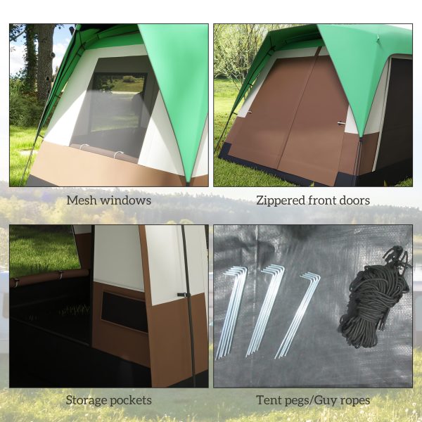 Outsunny Camping Tent with 3000mm Waterproof Rainfly & Screen Panels, Green - Image 3