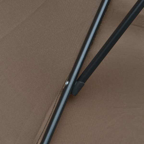 Outsunny 3m Garden Banana Parasol Cantilever Umbrella withCrank& Base, Brown - Image 8