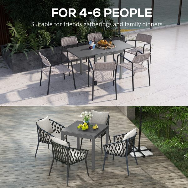 Outsunny Extendable Garden Table for 6 with Aluminium Frame for Patio, Balcony - Image 3