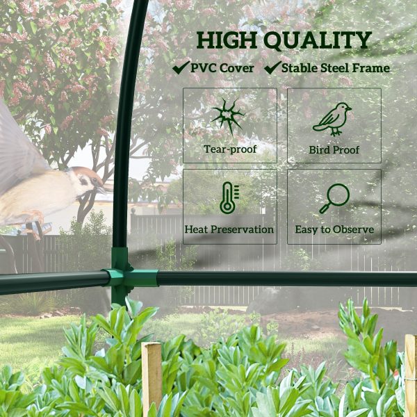 Outsunny 143x118x212cm Walk-In Lean to Wall Tunnel Plastic Greenhouse with Doors - Image 3