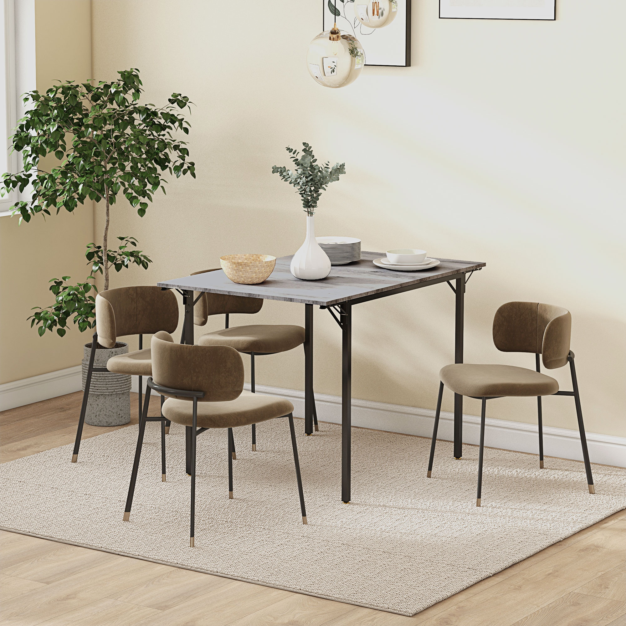 HOMCOM Folding Dining Table, Drop Leaf Table for 2-4 People, Grey - Image 8