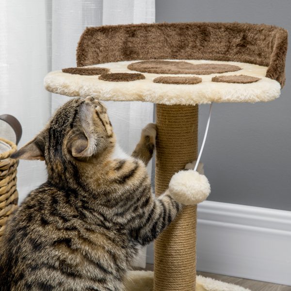 44cm Cat Tower with Jute Cat Scratching Post, Cat Claw Shape, Brown - Image 7