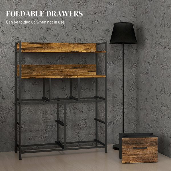 HOMCOM Bedroom Chest of Drawers 7 Drawer Dresser w/ Shelves, Rustic Brown - Image 3