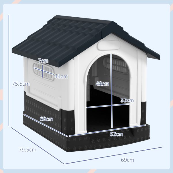 PawHut Dog Kennel for Outside, for XS and S Dogs, 80 x 69 x 76cm, Grey - Image 5