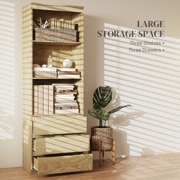 HOMCOM 180cm Tall Bookshelf Free Standing Storage Shelf Unit with Storage Oak - Image 4