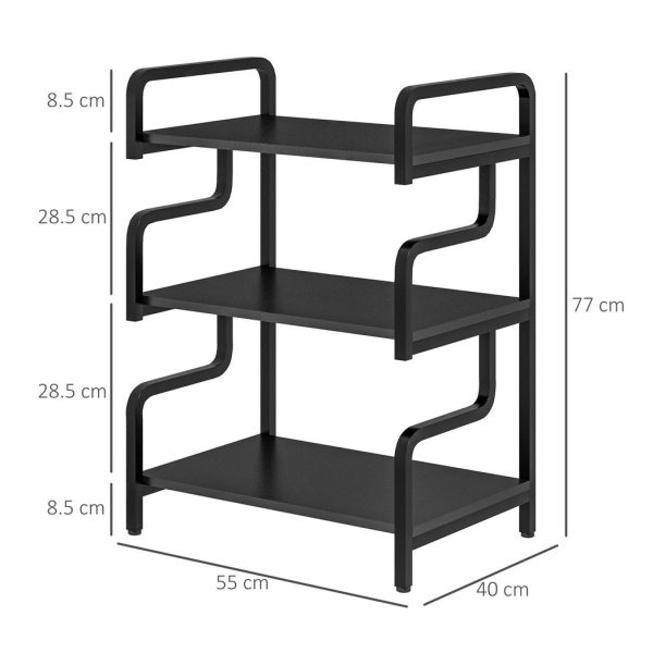 HOMCOM 3-Tier Storage Shelf, Metal Shelves for Storage for Home Office, Black - Image 5