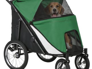 PawHut Pet Stroller Foldable Design with Cushion for M and L Dogs, Dark Green