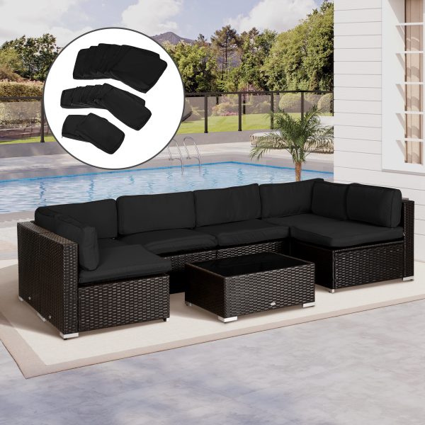 Outsunny Garden Rattan Sofa Set Polyester Cover Replacement No Cushion Black - Image 2