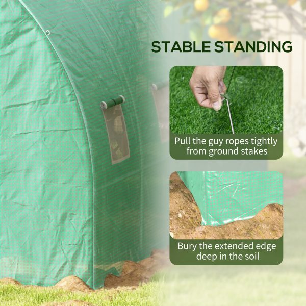Outsunny Polytunnel Green House with Sprinkler System, Wide Door, 3 x 2m - Image 8