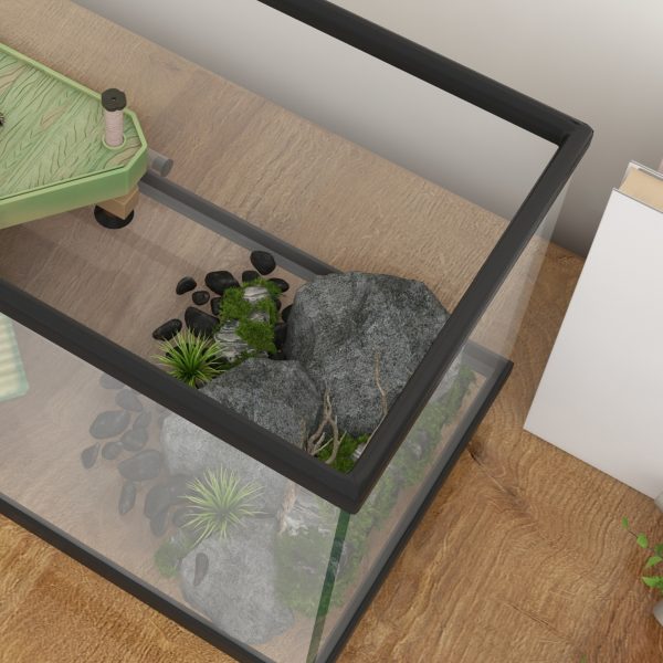 PawHut Turtle Tank 28L Glass Turtle Aquarium w/ Easy-Drain 45 x 25 x 29cm - Image 8