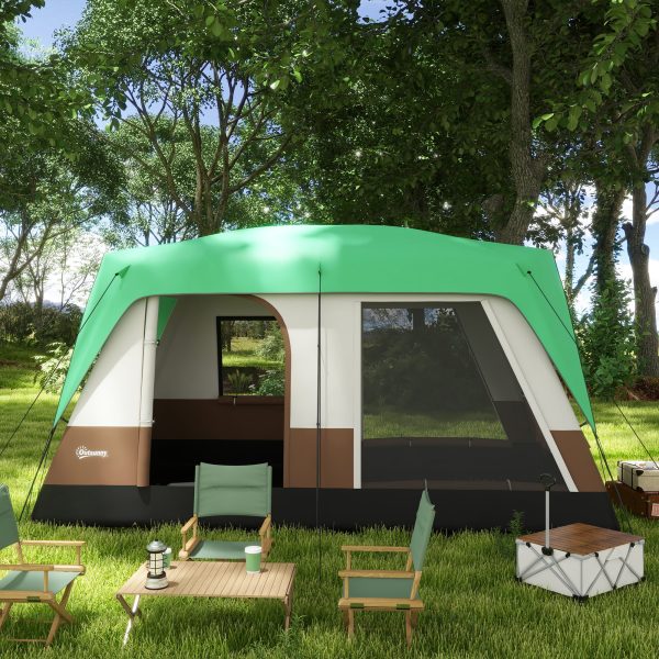 Outsunny Camping Tent with 3000mm Waterproof Rainfly & Screen Panels, Green - Image 6