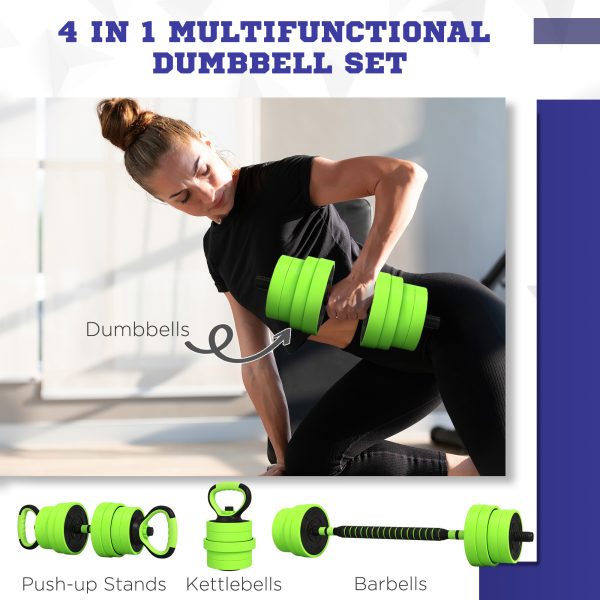 SPORTNOW Weight Dumbbells Set, Barbell, Kettlebell, Push Up Stand, 30kg - Image 3