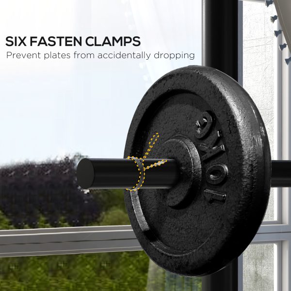 SPORTNOW Olympic Weight Plate Rack with 4 Wheels and 6 Fasten Clamps - Image 6