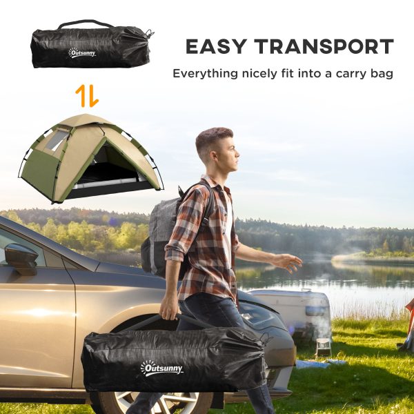 Outsunny 3-4 Man Camping Tent Portable with Bag, Quick Setup, Dark Green - Image 7