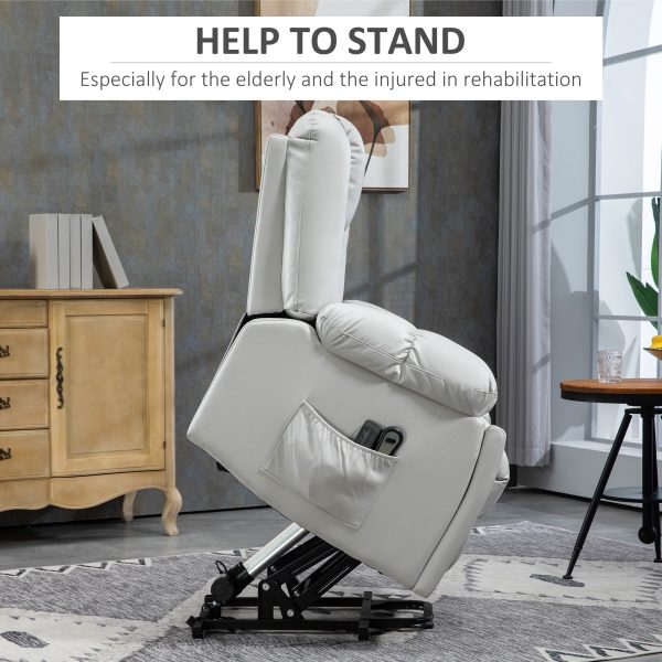 HOMCOM Riser and Recliner Chair for Elderly, Quick Assembly, Light Grey - Image 3