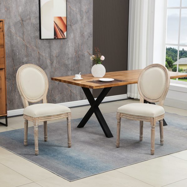 HOMCOM French-Style Dining Chairs Set of 2 with Linen Upholstery, Backrest - Image 2