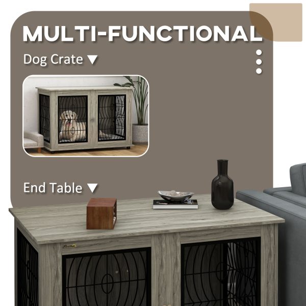 PawHut Dog Crate Furniture, 44.5" End Table for Extra Large Dogs w/ Cushion - Image 4