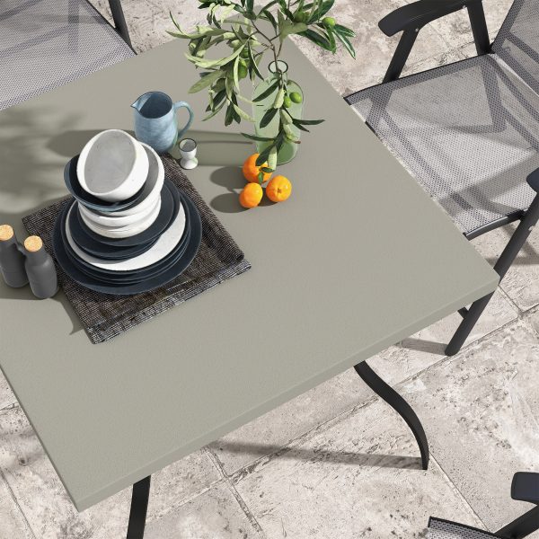 Outsunny Garden Dining Table w/ Umbrella Hole, Dining Table for 4, Grey - Image 7